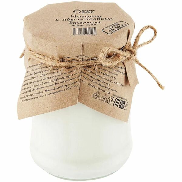 Йогурт Yogurt Shop с абрикосовым джемом термостатный обогащённый бифидобактериями 3.2%, 185г