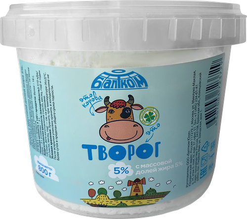 Творог БАЛТКОМ 5%, без змж, 800г