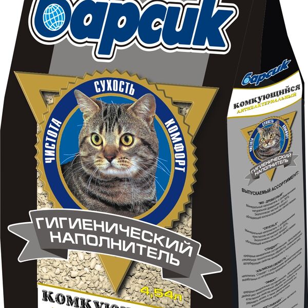 Барсик наполнитель минеральный комкующийся 3,8 кг.