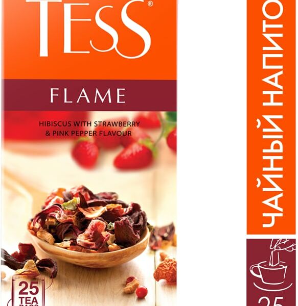 Чай фруктовый Tess Flame с земляникой и розовым перцем 25*2г