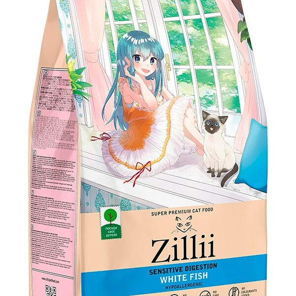 Сухой корм для кошек ZILLII Sensitive Digestion Белая рыба