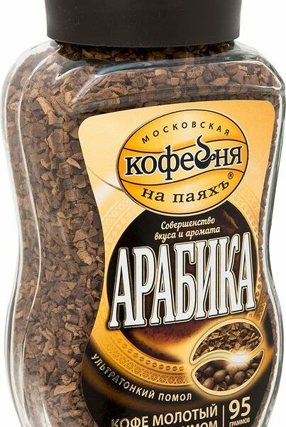 Кофе Московская кофейня на паяхъ арабика натуральный растворимый с добавлением молотого, 95г