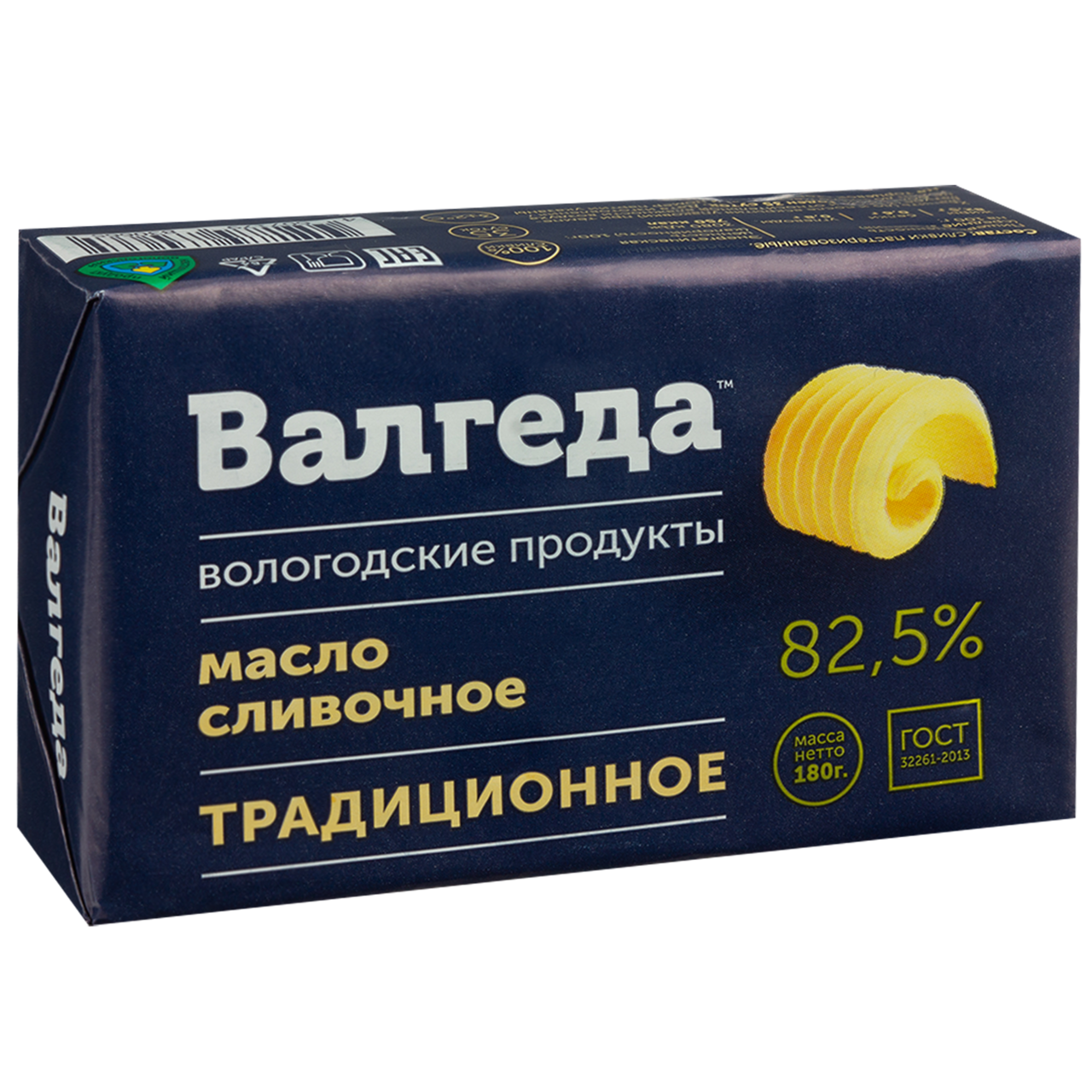 

Масло Валгеда Традиционное сливочное 82.5% 180 г