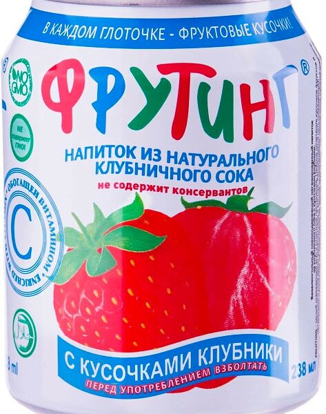 Напиток сокосодержащий Фрутинг с кусочками клубники 238мл