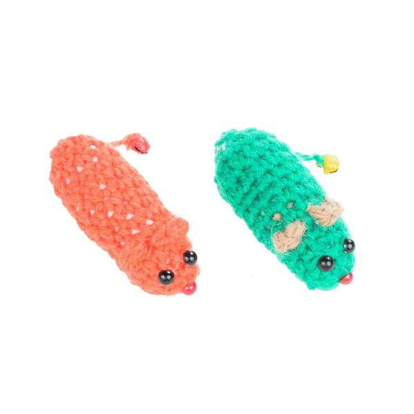 Игрушка для кошек Мышь вязаная с бубенчиком 7 см (2 шт)