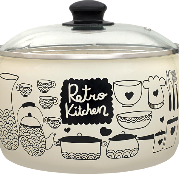 Кастрюля METROT ретро стеклянная крышка 2.4 л Арт. 350012