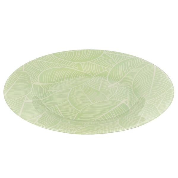 Тарелка обеденная Leaves зеленая, 26 см, стекло