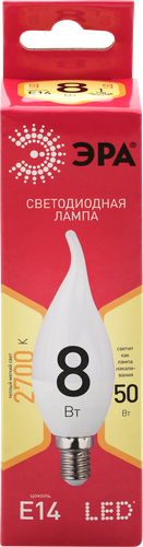 

Лампа светодиодная ЭРА RED LINE LED BXS-8W-827-E14 R E14 8Вт Б0051853