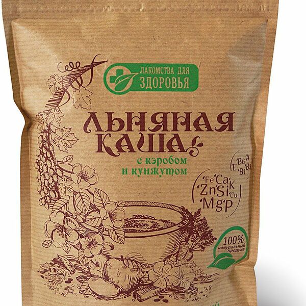 Каша льняная Лакомства для здоровья с кэробом и кунжутом