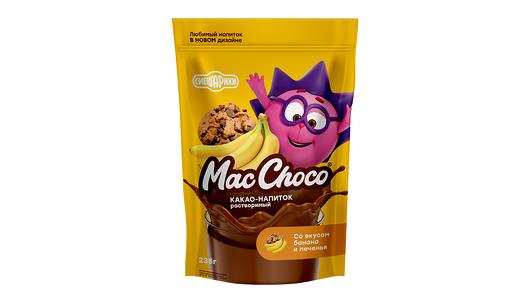 Какао-напиток MacChoco со вкусом банан-печенье растворимый, 235г