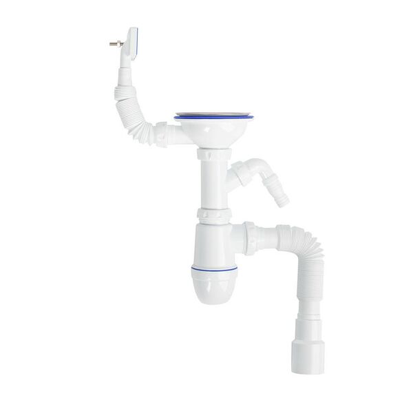 Cифон Kitchen Line для мойки с выпуском 3 1/2 с переливом и отводом