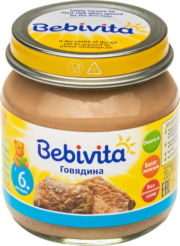 

Пюре мясное Bebivita Говядина с 6 месяцев 100 г