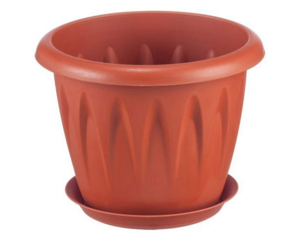 Кашпо Каждый день пластиковое терракотовое 12 см
