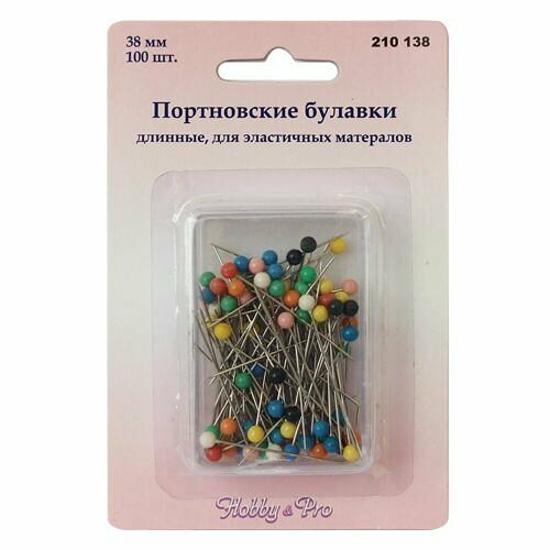 210138 Булавки портновские длинные, для эласт. мат-лов 100шт. Hobby&Pro