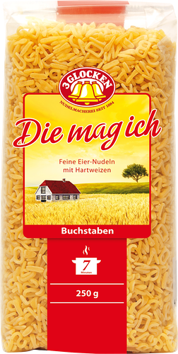Макаронные изделия Buchstaben 3 Glocken Die Mag Ich Feine Eier-Nudeln алфавит 250 г