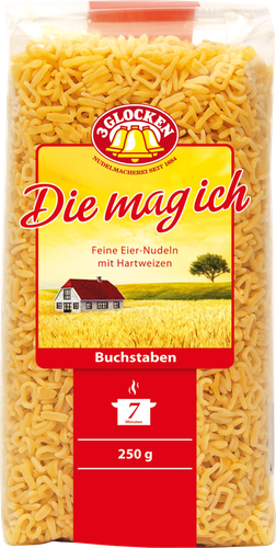 

Макаронные изделия Buchstaben 3 Glocken Die Mag Ich Feine Eier-Nudeln алфавит 250 г