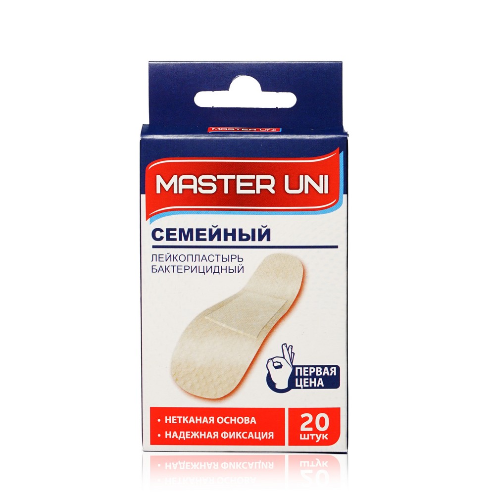 

Пластырь бактерицидный Master Uni Семейный на нетканной основе 20 шт.