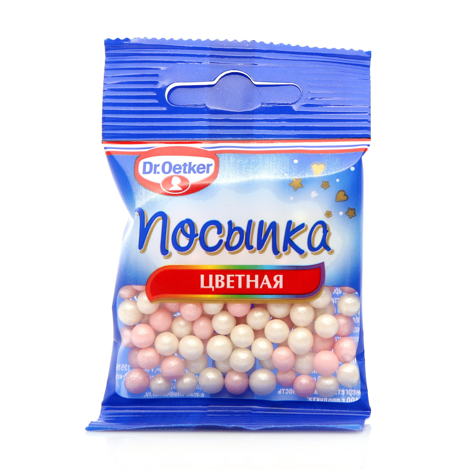 

Посыпка сахарная Dr.Oetker жемчужинки бело-розовые 10 г