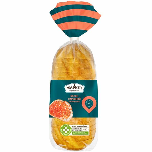 Батон Нарезной нарезка Маркет Перекрёсток, 400г