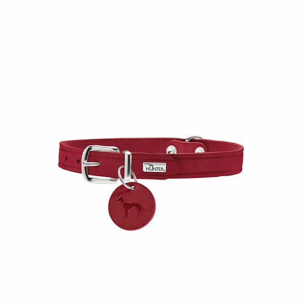 Hunter ошейник кожаный Aalborg 32-38 см., Красный