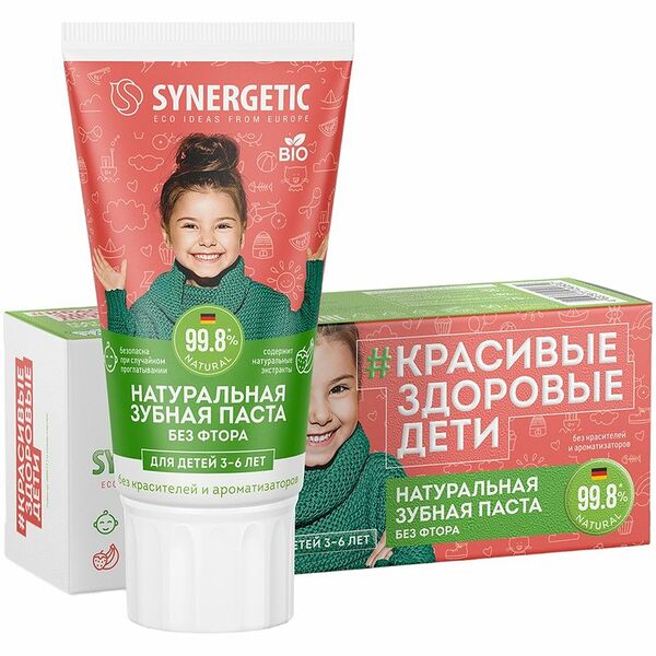Зубная паста Synergetic Клубничка и банан детская