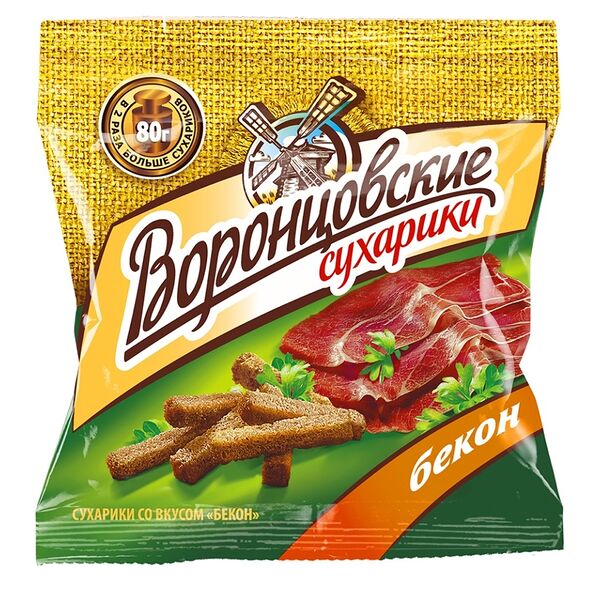 Сухарики Воронцовские ржаные со вкусом бекона 80г