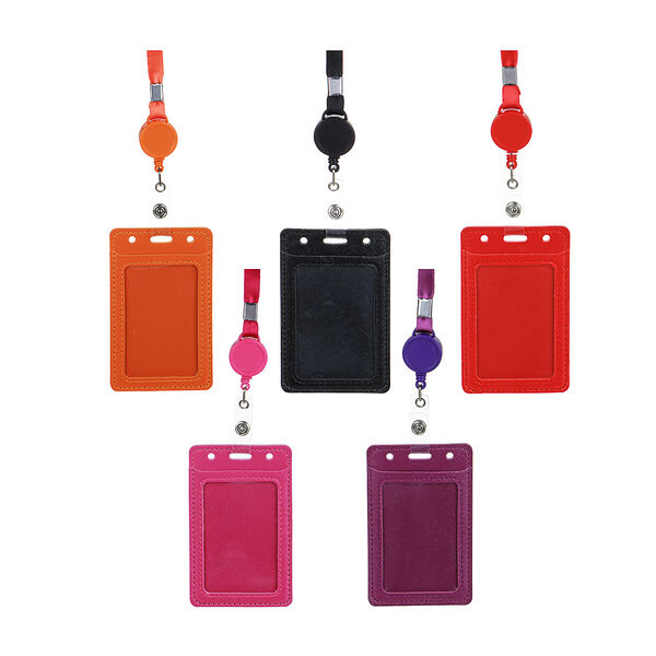 Юl картхолдер двусторонний на ленте с ретрактором, пвх, металл, 10,7х6,5см, 5 цветов