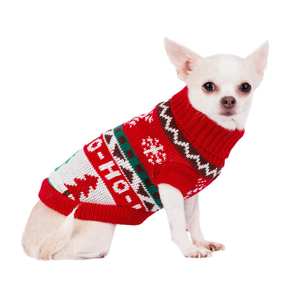 Свитер для собак с елками 20см XS красный (унисекс)