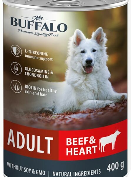 Влажный корм для собак Mr.Buffalo Adult Говядина и сердце 400 г