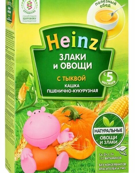 Каша пшенично-кукурузная Heinz с тыквой, с 5 месяцев