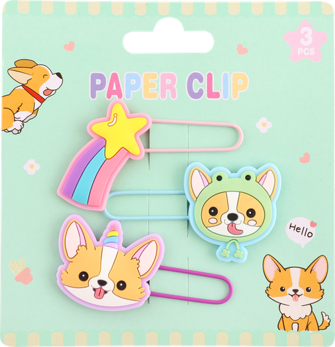

Набор скрепок для бумаг ЛЕНТА KIDS Corgi, 3шт