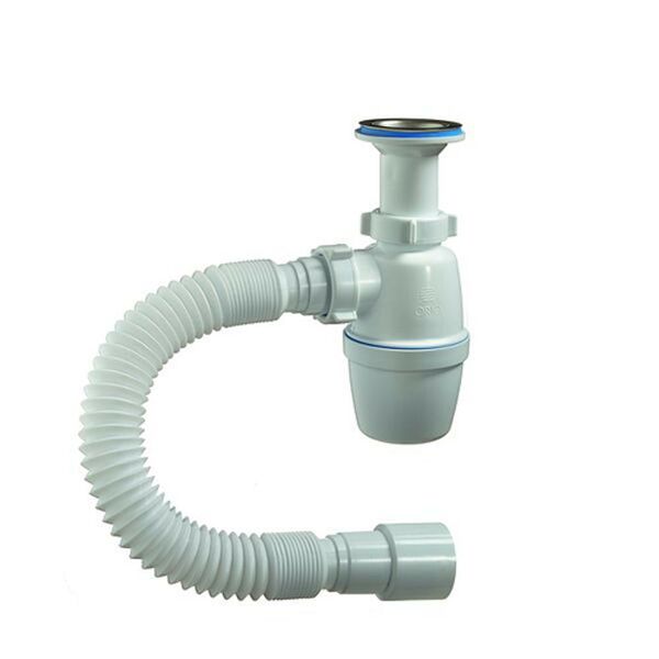 Сифон бутылочный 1.1/2 х40/50 мм с литым выпуском и гибкой трубой