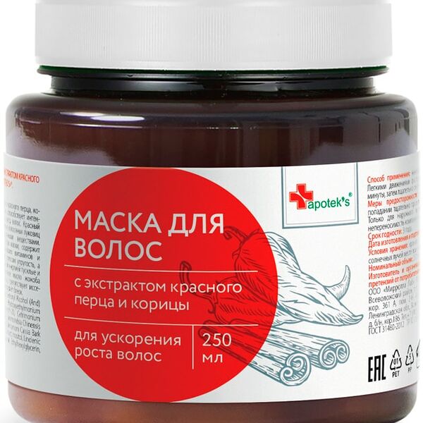 Маска для волос Apotek's с экстрактом красного перца и корицы