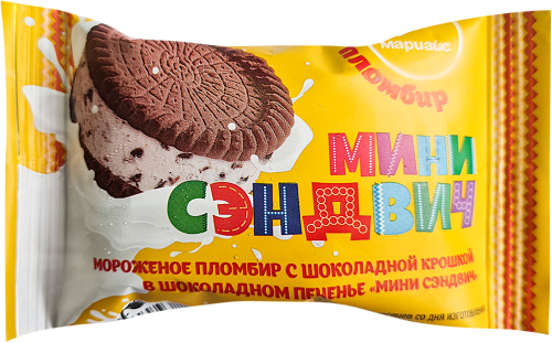 Мороженое Мариайс мини сэндвич пломбир с шоколадной крошкой