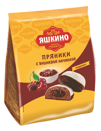 Пряники воздушные Яшкино с вишневой начинкой, 350г
