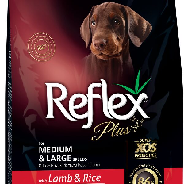 Сухой корм REFLEX Plus для щенков ягненок с рисом для средних и крупных пород 3кг