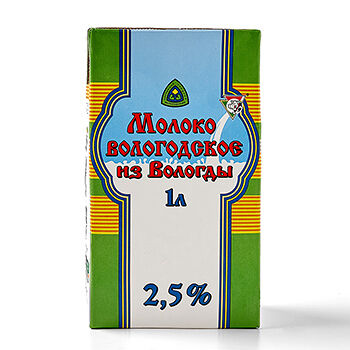 Молоко «Вологодское» ультрапастеризованное 2,5%, «Из Вологды», 1 л, Россия, БЗМЖ