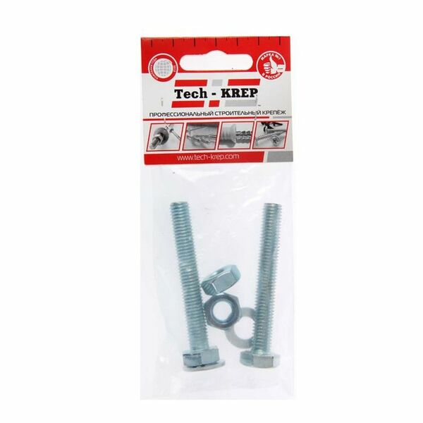 Болт DIN 933 М10х60 мм гайка шайба TECH-KREP шестигранный 2 шт