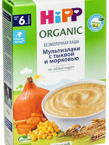 Каша HiPP Organic Мультизлаки с тыквой и морковью с 6 месяцев 200г