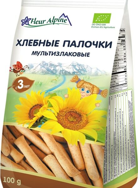 Палочки Fleur Alpine Organic хлебные Мультизлаковые с 3 лет 100г