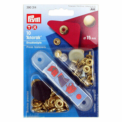 390314 Кнопки 'Анорак' (латунь), золотой цв. 15мм Prym