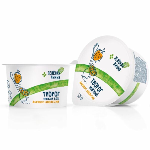 Творог Мягкий абрикос-апельсин 3% Зелёная линия