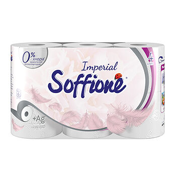 Туалетная бумага Soffione Imperial белая 4-слойная, 6 pулонов