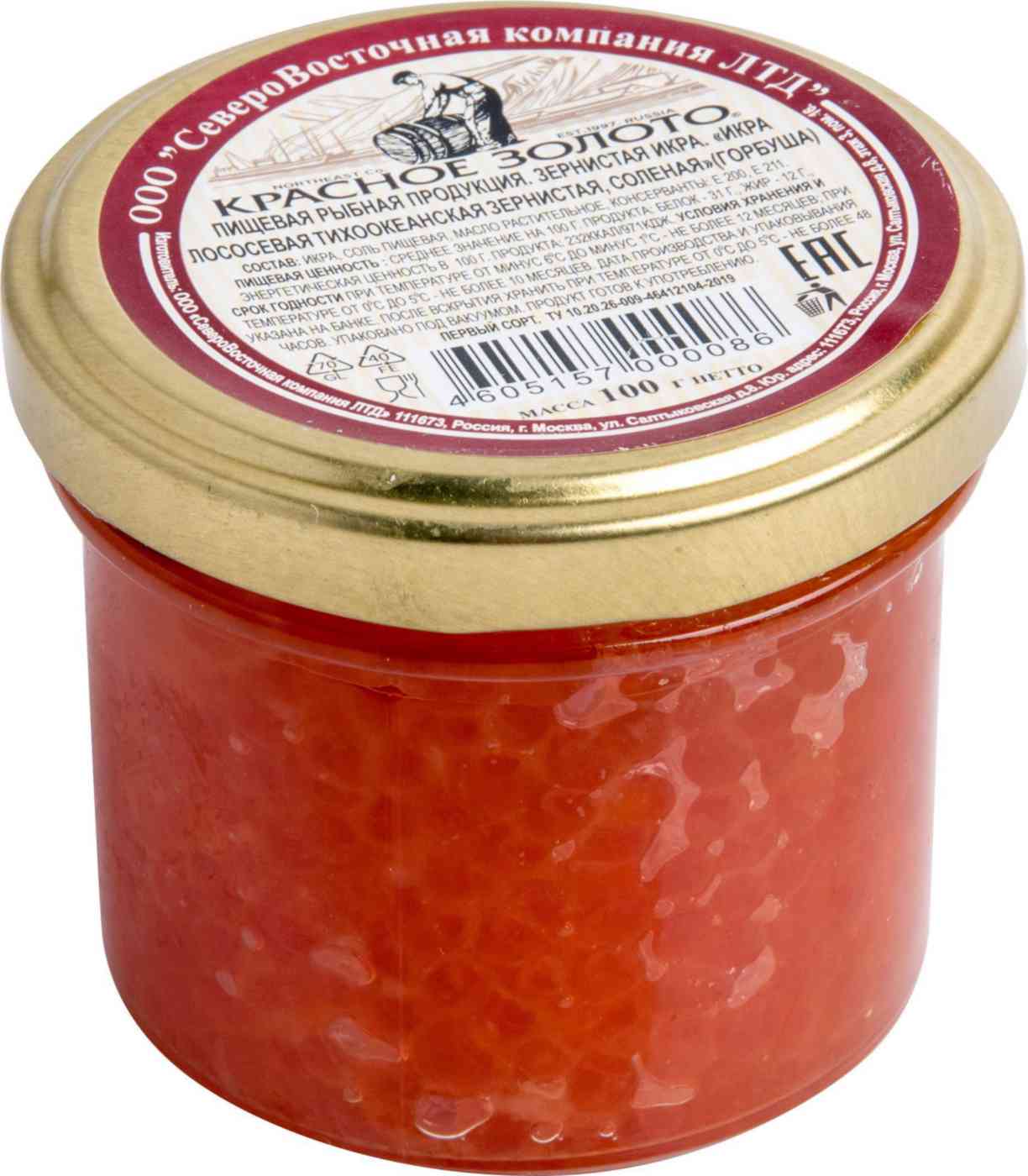 

Икра лососевая Красное Золото зернистая, 100 г