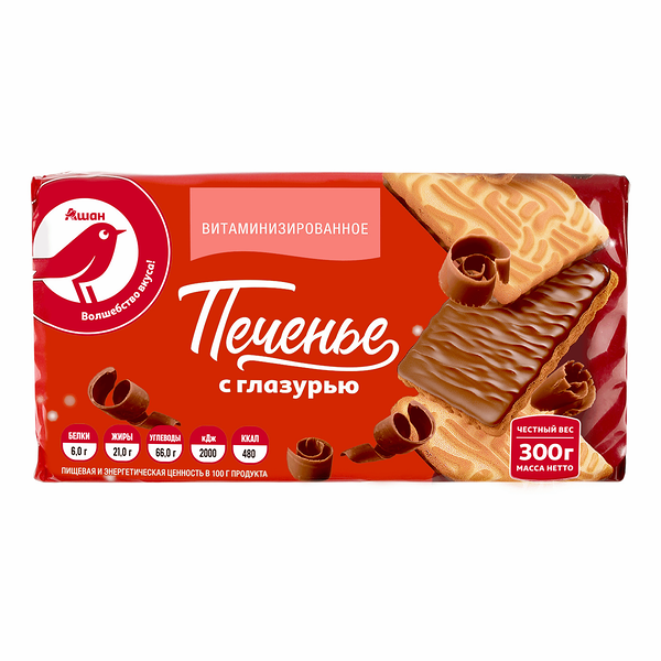 Печенье сахарное Ашан Красная птица с глазурью