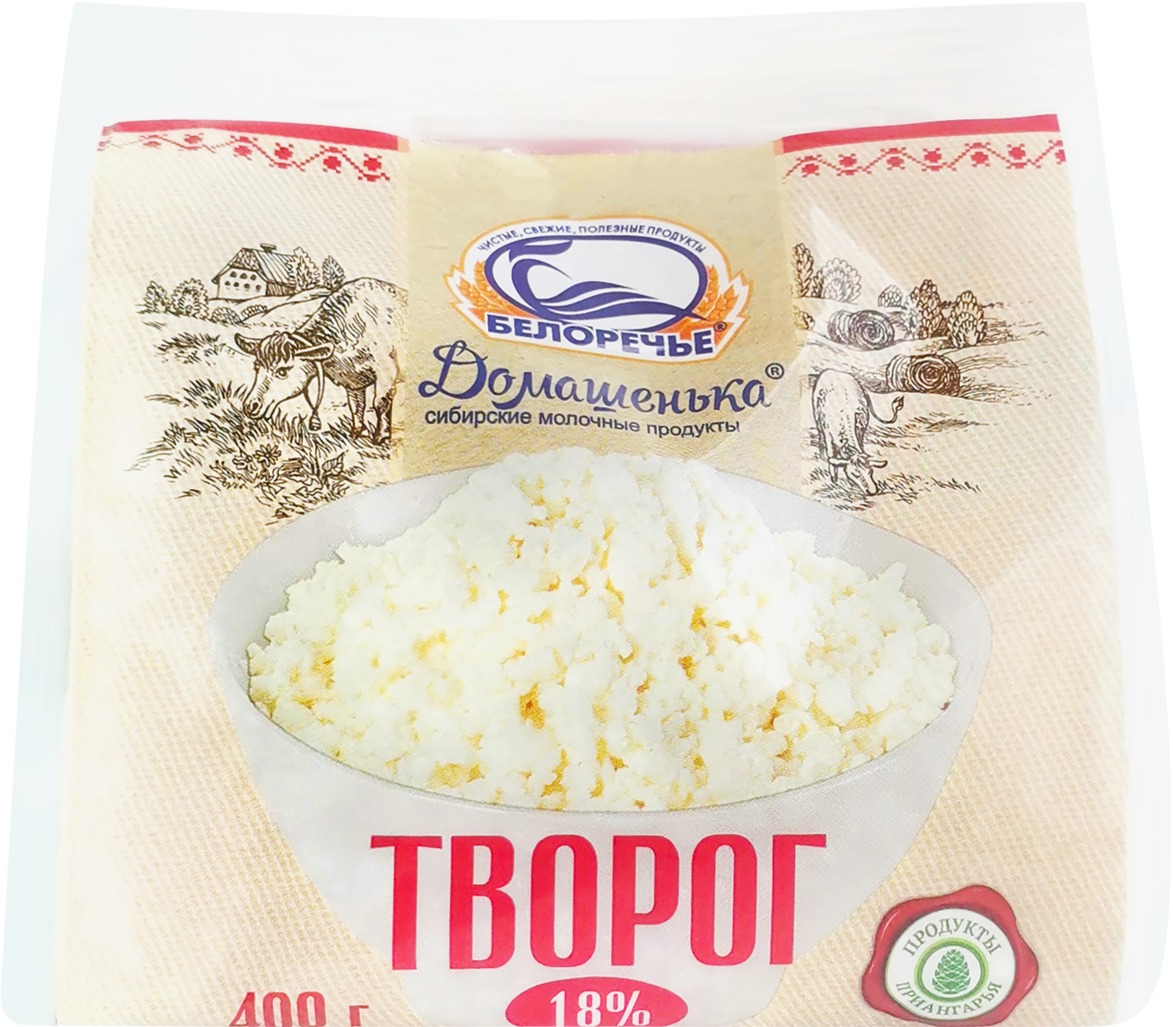 

Творог ДОМАШЕНЬКА 18% ГОСТ, без змж, 400г