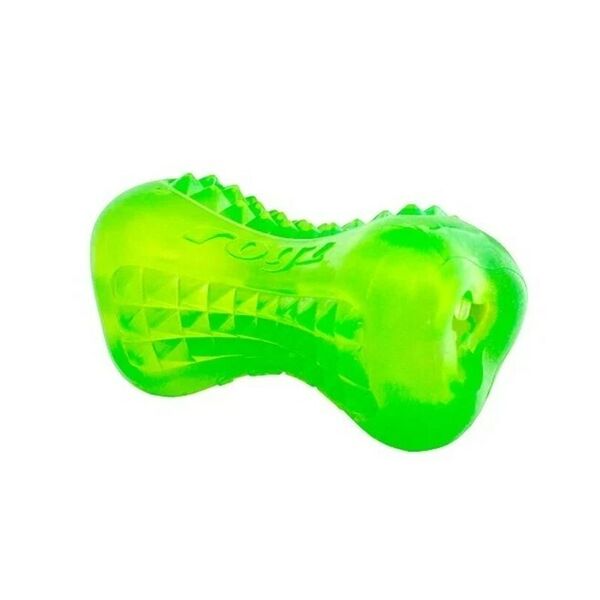 Кость из резины с массажными насечками Rogz YUMZ, большая, лайм