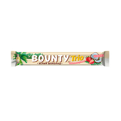 Шоколадный батончик, Bounty, клубника в белом шоколаде, 78 г