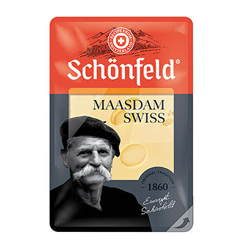 Сыр Schonfeld Swiss Maasdam 48% нарезка