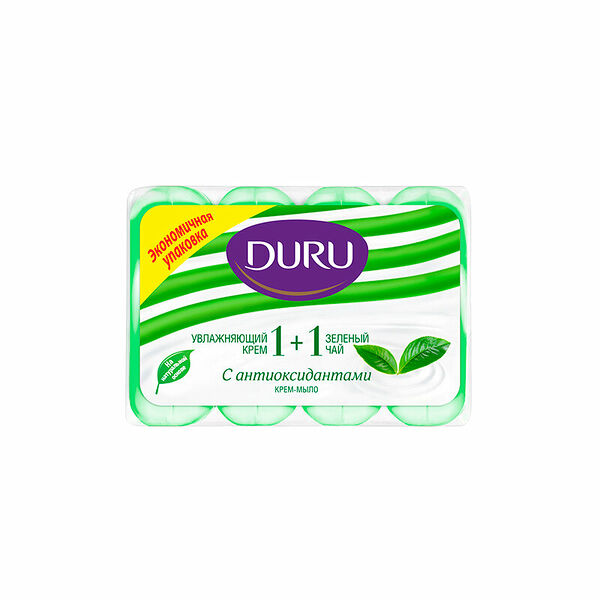 Туалетное мыло Duru 1+1 Увлажняющий Крем+Зеленый Чай, 4 х 80 г